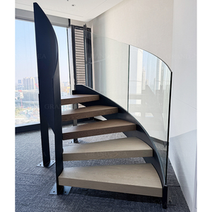 <span class=keywords><strong>Escalier</strong></span> en colimaçon extérieur moderne avec design en fer forgé noir et balustrade en verre Vila – Prix compétitifs pour escaliers intérieurs - Product Image 2