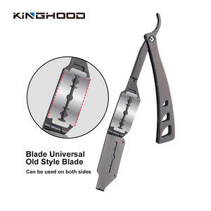 उच्च गुणवत्ता वाले चेहरे फोल्डेबल धातु कट गले चाकू स्टेनलेस स्टील ब्लेड सीधे बार्बर रेजर - Product Image 3