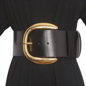 Cinturón de Cuero Genuino de 8 cm de Ancho para Mujer, Estilo Vintage, con Hebilla Geométrica de Aleación, Accesorio de Moda Transpirable para Faldas - Product Image 3