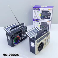 Radio Recargable ELETREE NS-7002S con Panel Solar, Linterna, Reproductor MP3, USB y Tarjeta TF, Receptor Mundial de 3 Bandas FM AM SW