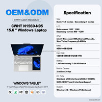 Ordinateur portable à double écran en vente flash, processeur Intel N95 3,4 GHz, 15,6 pouces + 7 pouces, écran tactile IPS étroit, clavier rétroéclairé à double écran
