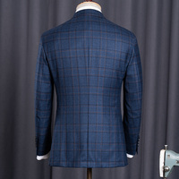 YY042 hommes grande taille manteau décontracté coupe ajustée bleu à carreaux simple boutonnage costume d'affaires veste Style respirant