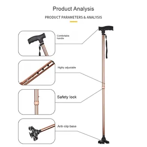 Canne de marche réglable en aluminium pour handicapés avec 4 pattes - Product Image 4