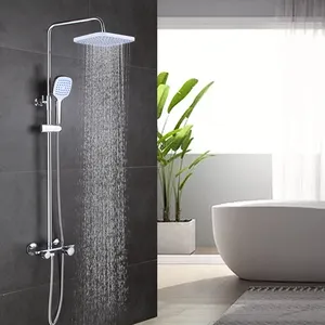 Ensemble de douche à température constante, douche pressurisée entièrement en cuivre avec étagères, salle de bain, bain, douche de luxe pour la maison - Product Image 1