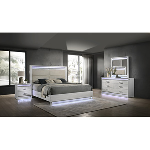 Comodino Moderno Glamour a 2 Cassetti in Legno Bianco, Mobile per Camera da Letto con Spazio di Archiviazione - Product Image 5