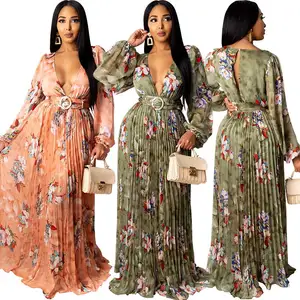 2023 Design Women Chiffon Holiday Beach Dress Long Sleeve Deep V-Neck Sex Irregular Rainbow Ruffles Ladies Dresses Maxi