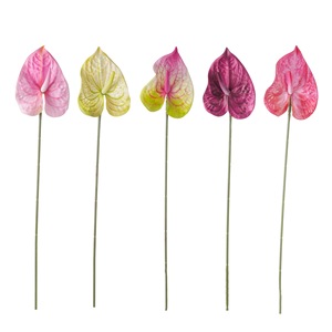 Fleur artificielle CallaFloral Anthurium, branche unique, rose vert rosé, rouge, décoration intérieure, tissu PVC brillant - Product Image 5