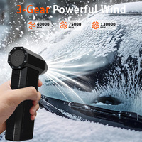 Ventilateur turbo portatif 131000 tr/min avec éclairage et lumière SOS, souffleur d'air comprimé, pistolet à air portable à 3 vitesses réglables