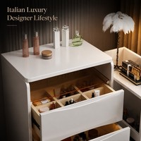 Ensemble de coiffeuse princesse en bois de pin blanc européen moderne, taille personnalisée, durable, écologique, avec miroir LED, pour hôtel