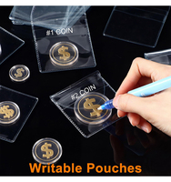Haoran – Nouvelles pochettes transparentes personnalisées 2x2 pouces pour pièces de monnaie, petites pochettes de rangement en PVC pour pièces de monnaie