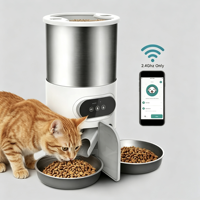 Distributeur automatique intelligent double bol pour chats et chiens, portable 2-en-1 avec bouteille en acier inoxydable et distribution de nourriture programmée