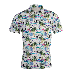 Polos de golf finos de rendimiento fluorescente con impresión de sublimación completa elástica de alta calidad con logotipo personalizado para hombres grandes - Product Image 2