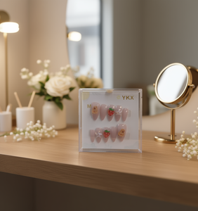 Unghie finte Ykx rosa fragola, stile stiletto, in resina, design carino, 10 pezzi per nail art. - Product Image 2