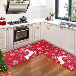 Ensembles de <span class=keywords><strong>tapis</strong></span> de <span class=keywords><strong>cuisine</strong></span> de Noël personnalisés Paillasson antidérapant en forme de cerf et de flocon de neige <span class=keywords><strong>Tapis</strong></span> décoratif pour la maison tissé à la machine - Product Image 1