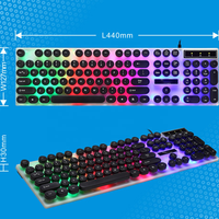 Clavier de jeu OEM d'usine avec touches rondes, clavier de jeu personnalisé 104 touches, clavier de jeu pour ordinateur de style punk, clavier de jeu filaire USB pleine taille