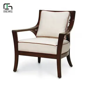 Hotel Design Chair Factory Custom Quality Hotel Style Bedroom Wooden Arm Chair