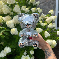 Nouvel Arrivage Mignon Ours Miroir Disco Argenté Décoratif de Bureau, Cadeau pour Fêtes, Cérémonies, Anniversaires et Saint-Valentin