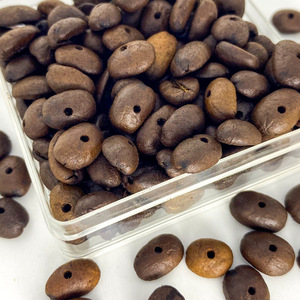 Pezzo di granuli di perline traforate in chicco di caffè naturale materiale fai da te collana ciondolo bracciale senza Logo - Product Image 1