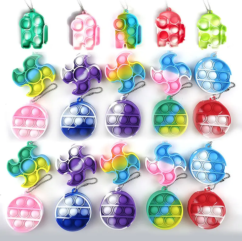 Spinner Pop It Fidget Toy Metal Alloy Rainbow Color Push Pop