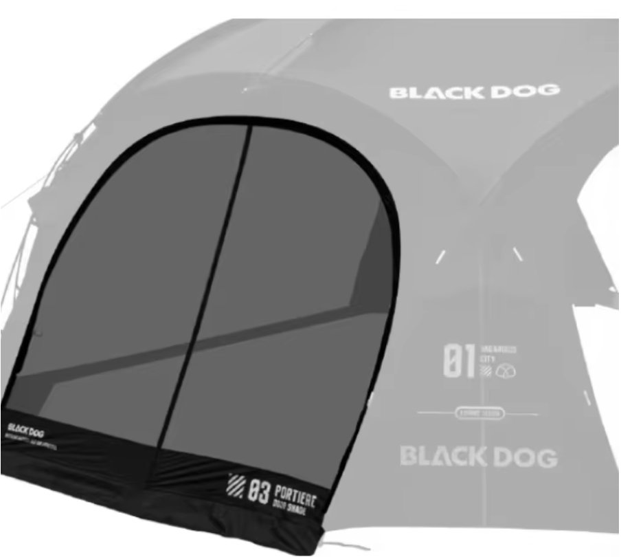 Tenda a cupola nera con zanzariera