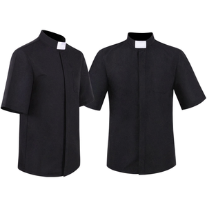 Chemise de clergé noire à manches longues pour homme, style décontracté d'été, col montant, taille XL, pour prêtres et prédicateurs de l'Église catholique - Product Image 2