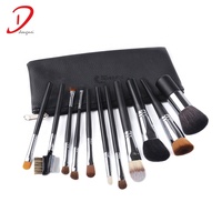 Ensemble de 11 pinceaux de maquillage professionnels RTS en poils naturels et synthétiques avec manche en bois pour estomper les imperfections du visage