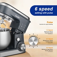 Robot pâtissier Sonifer SF-8166 pour la maison, bol de 5 L, 6 vitesses avec fonction Pulse, pour pétrir la farine et la pâte, mélangeur électrique à main