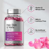 Gélules de vitamines pour cheveux, peau et ongles ODM/OEM avec biotine et collagène, enrichies à l'huile d'argan et à l'huile de coco