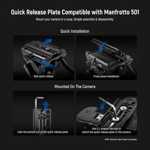 Neewer 74 "Pro ขาตั้งกล้องวิดีโอพร้อมหัวของเหลวขาตั้งกล้องอะลูมิเนียมสำหรับ <span class=keywords><strong>Manfrotto</strong></span> 501DSLR - Product Image 5