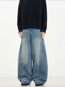 جينز فضفاض للرجال بتصميم كلاسيكي قديم، جينز هيب هوب للرجال بأسلوب الشارع القديم، جينز واسع الساق للرجال - Product Image 6