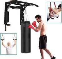 Barra de dominadas multifuncional para montar en la pared con agarres múltiples, estación de flexiones de alta resistencia para gimnasio en casa y entrenamiento en interiores