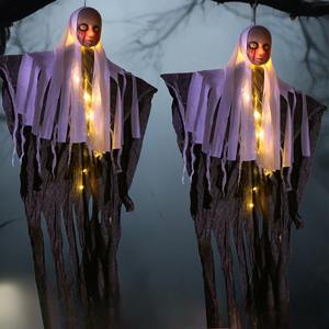 Tamaño real animado parlante bruja fantasma calavera decoración de Halloween <span class=keywords><strong>casa</strong></span> embrujada Prop fiesta al aire libre iluminación duradera transfronteriza - Product Image 1