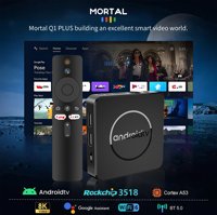 TV Box Inteligente Factory Mortal Q1 Plus Quad Core con Android 14.0, Rockchip RK3518, Reproductor Multimedia ATV, WiFi 6, LAN 100M, 4K, Control por Voz