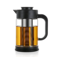 Carafe étanche en verre borosilicate résistant à la chaleur et facile à nettoyer avec panier à infuseur en acier inoxydable