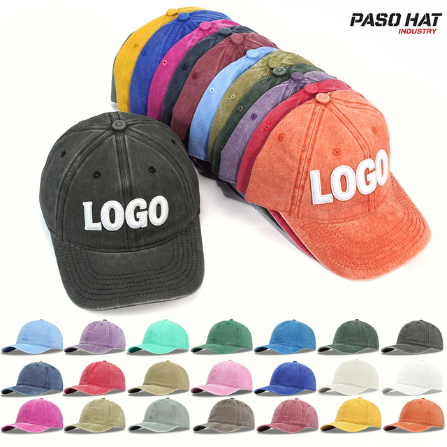 Customized Luxury 100% Cotton Washed Baseball Hat 6-Panel Unstructured Distressed Dad Cap High Quality Vintage Sport Gorras