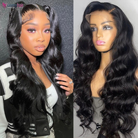 Pelucas de Cabello Humano Ondulado con Encaje Completo Transparente 13x4, 300% de Densidad, Sin Pegamento, para Mujeres Negras, Venta al por Mayor