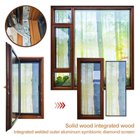 Ventana Francesa de Doble Vidrio Templado, Plegable Horizontalmente, con Revestimiento de Madera y Aluminio, de Acero Inoxidable, con Manivela y Arco, de Alta Eficiencia Energética
