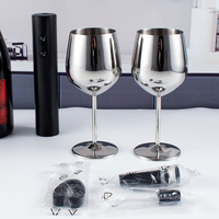 Gobelets de luxe en acier inoxydable verre à vin avec ouvre-bouteille ensemble coupe-aluminium vide et bouchon de vin ensemble de verseur