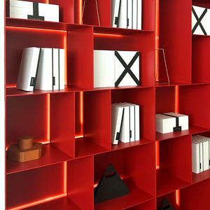 Moderno Mueble para TV en Forma <span class=keywords><strong>de</strong></span> Casa con Estantes Arqueados <span class=keywords><strong>de</strong></span> Aluminio Sólido, Librería Infantil Minimalista con Puerta <span class=keywords><strong>de</strong></span> Vidrio - Product Image 3