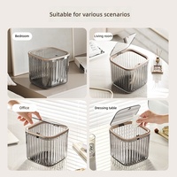 Mini poubelle de bureau en plastique transparente, poubelle portable avec couvercle, organisateur de bureau pour le bureau et la maison