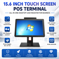 Sistema de Terminal Punto de Venta con Pantalla Táctil Única de 15.6 Pulgadas, Windows/Android, con Pantalla LED8 VFD para Clientes, Sistema POS para Uso Comercial