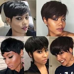 Perruque courte en <span class=keywords><strong>cheveux</strong></span> humains, coupe pixie, pour femmes noires, perruque pixie sans colle, <span class=keywords><strong>cheveux</strong></span> vierges brésiliens courts et dégradés - Product Image 5