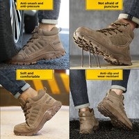 Chaussures de sécurité respirantes à tige haute avec embout en acier, résistantes à l'usure, protection de la cheville, confortables et sûres pour le travail