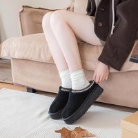 Bottes d'hiver pour femmes XIXITIAO en daim de vache rétro coréen, fourrure synthétique, plateforme, antidérapantes, imperméables et chaudes