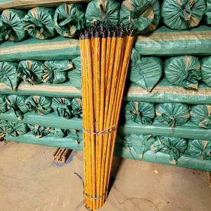 PVC Grain Coated Wooden Broom Handle , grain 07 Mop Stick 1200 mm Length 22mm Diameter and Black <b>Hook</b> for Sale - Product Image 1