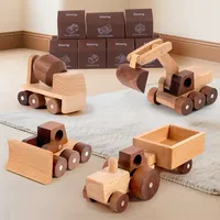 Bloques de Construcción de Madera de Haya Personalizados, Vehículo Clásico, Juguetes Educativos Montessori