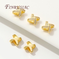 Perles entretoises en laiton plaqué or 18 carats en forme de X avec zircon, accessoires de fabrication de colliers et bracelets DIY, composants de bijoux en vrac