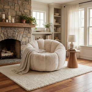 Sillón Puff para Adultos, Sofá Puff con Forma Floral, Sofá de Piel Sintética Ultrasuave, Sillón de Lectura Grande para Sala de Estar o Dormitorio - Product Image 1