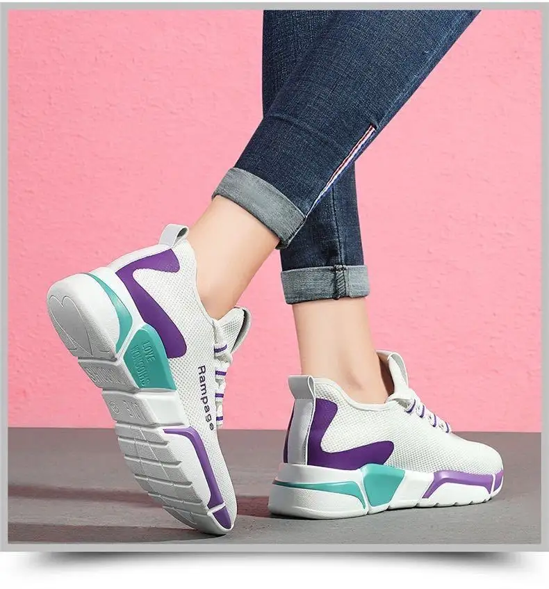 Factory wholesale cheap breathable custom Casual shoes walking sports ladies wedge sneakers