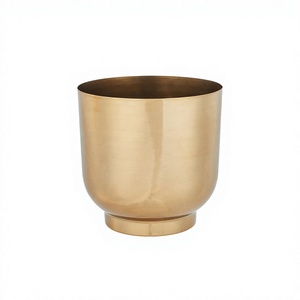Pots de plantes en métal, pots ronds d'intérieur, pots à fleurs avec trous de drainage, finition dorée, décoration de jardin pour le salon, la chambre à coucher - Product Image 2